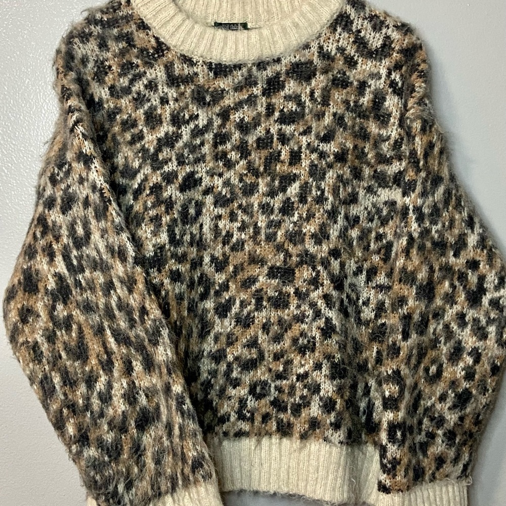 Wild Fable Leopard Print Sweater in Cream and Brown